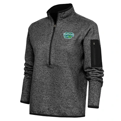 Women's Antigua  Heather Black Daytona Tortugas Fortune Half-Zip Pullover Jacket