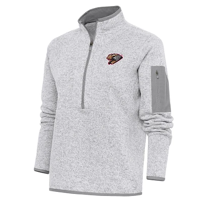 Women's Antigua  Heather Gray Fresno Grizzlies Fortune Half-Zip Pullover Jacket
