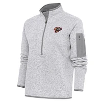 Women's Antigua  Heather Gray Fresno Grizzlies Fortune Half-Zip Pullover Jacket