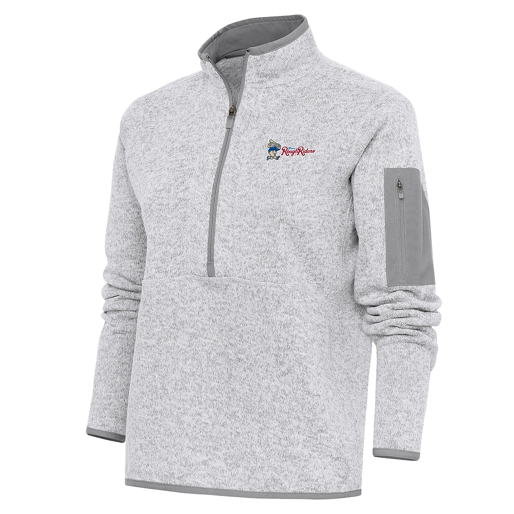 Women's Antigua Heather Gray Frisco RoughRiders Fortune Half-Zip Pullover Jacket