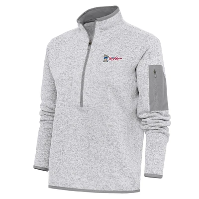 Women's Antigua  Heather Gray Frisco RoughRiders Fortune Half-Zip Pullover Jacket