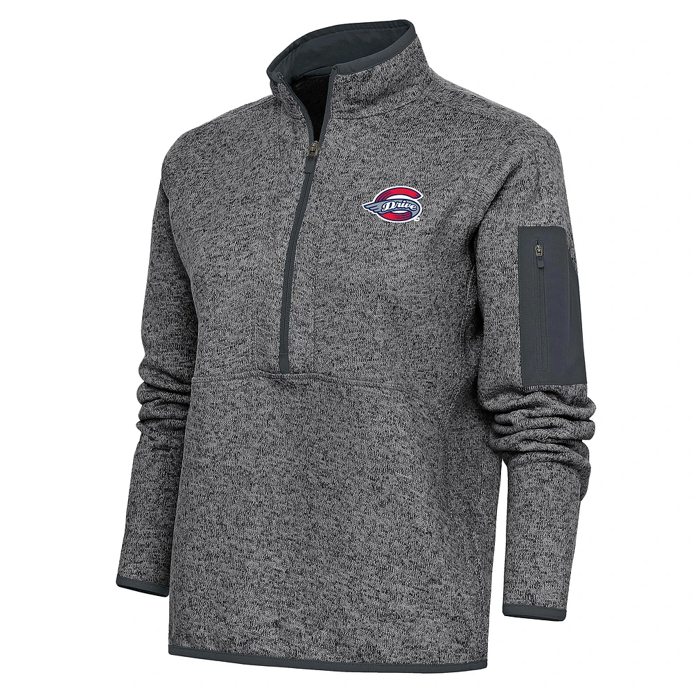 Women's Antigua Heather Charcoal Greenville Drive Fortune Half-Zip Pullover Jacket