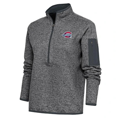 Women's Antigua  Heather Charcoal Greenville Drive Fortune Half-Zip Pullover Jacket