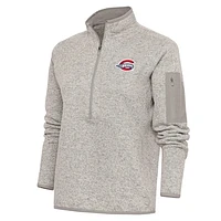 Women's Antigua  Oatmeal Greenville Drive Fortune Half-Zip Pullover Jacket