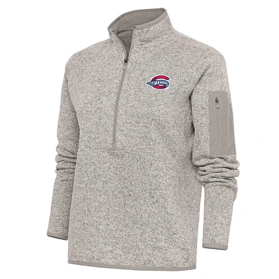 Women's Antigua  Oatmeal Greenville Drive Fortune Half-Zip Pullover Jacket