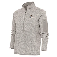 Women's Antigua  Oatmeal Inland Empire 66ers Fortune Half-Zip Pullover Jacket