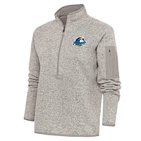 Women's Antigua  Oatmeal Myrtle Beach Pelicans Fortune Half-Zip Pullover Jacket
