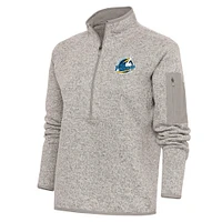 Women's Antigua  Oatmeal Myrtle Beach Pelicans Fortune Half-Zip Pullover Jacket