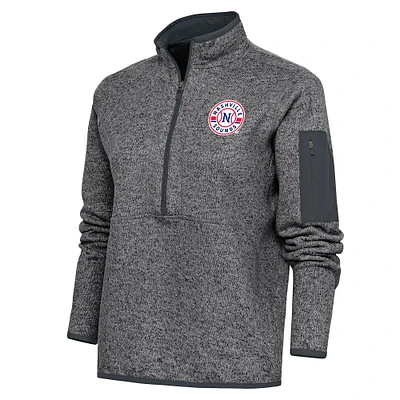 Women's Antigua  Heather Charcoal Nashville Sounds Fortune Half-Zip Pullover Jacket