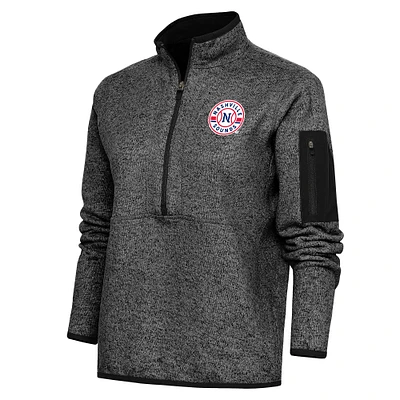 Women's Antigua  Heather Black Nashville Sounds Fortune Half-Zip Pullover Jacket