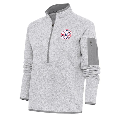 Women's Antigua  Heather Gray Nashville Sounds Fortune Half-Zip Pullover Jacket