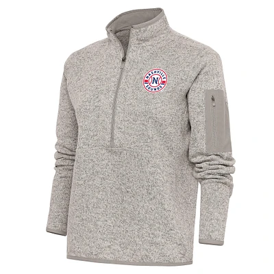 Women's Antigua  Oatmeal Nashville Sounds Fortune Half-Zip Pullover Jacket