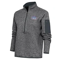 Women's Antigua  Heather Charcoal New Hampshire Fisher Cats Fortune Half-Zip Pullover Jacket