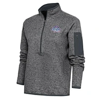 Women's Antigua  Heather Charcoal New Hampshire Fisher Cats Fortune Half-Zip Pullover Jacket