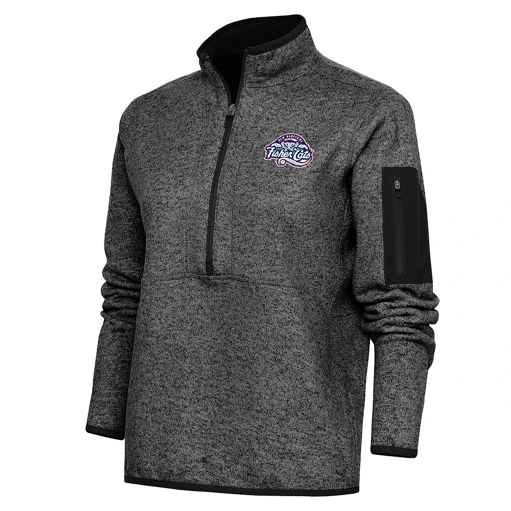 Women's Antigua Heather New Hampshire Fisher Cats Fortune Half-Zip Pullover Jacket