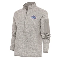 Women's Antigua  Oatmeal New Hampshire Fisher Cats Fortune Half-Zip Pullover Jacket
