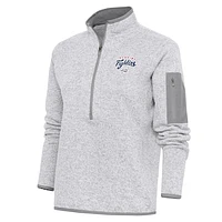 Women's Antigua  Heather Gray Reading Phillies Fortune Half-Zip Pullover Jacket