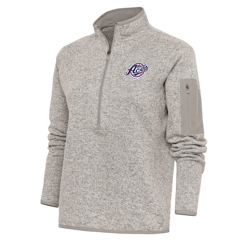 Women's Antigua Oatmeal Reno Aces Fortune Half-Zip Pullover Jacket