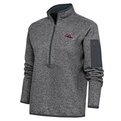 Women's Antigua  Heather Charcoal Richmond Flying Squirrels Fortune Half-Zip Pullover Jacket