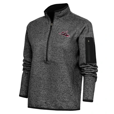 Women's Antigua  Heather Black Richmond Flying Squirrels Fortune Half-Zip Pullover Jacket