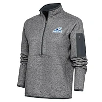 Women's Antigua  Heather Charcoal West Michigan Whitecaps Fortune Half-Zip Pullover Jacket