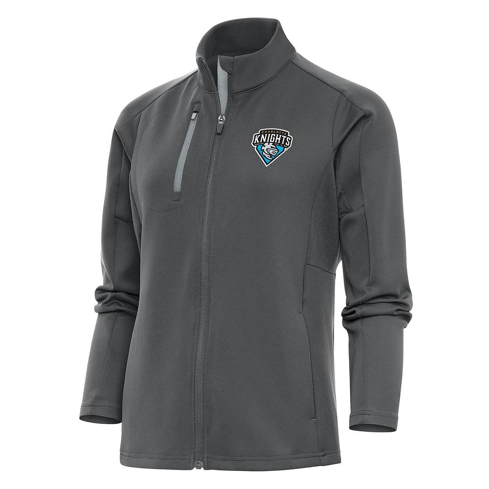 Women's Antigua Pewter Charlotte Knights Generation Full-Zip Jacket