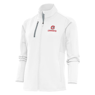 Women's Antigua  White Chattanooga Lookouts Generation Full-Zip Jacket
