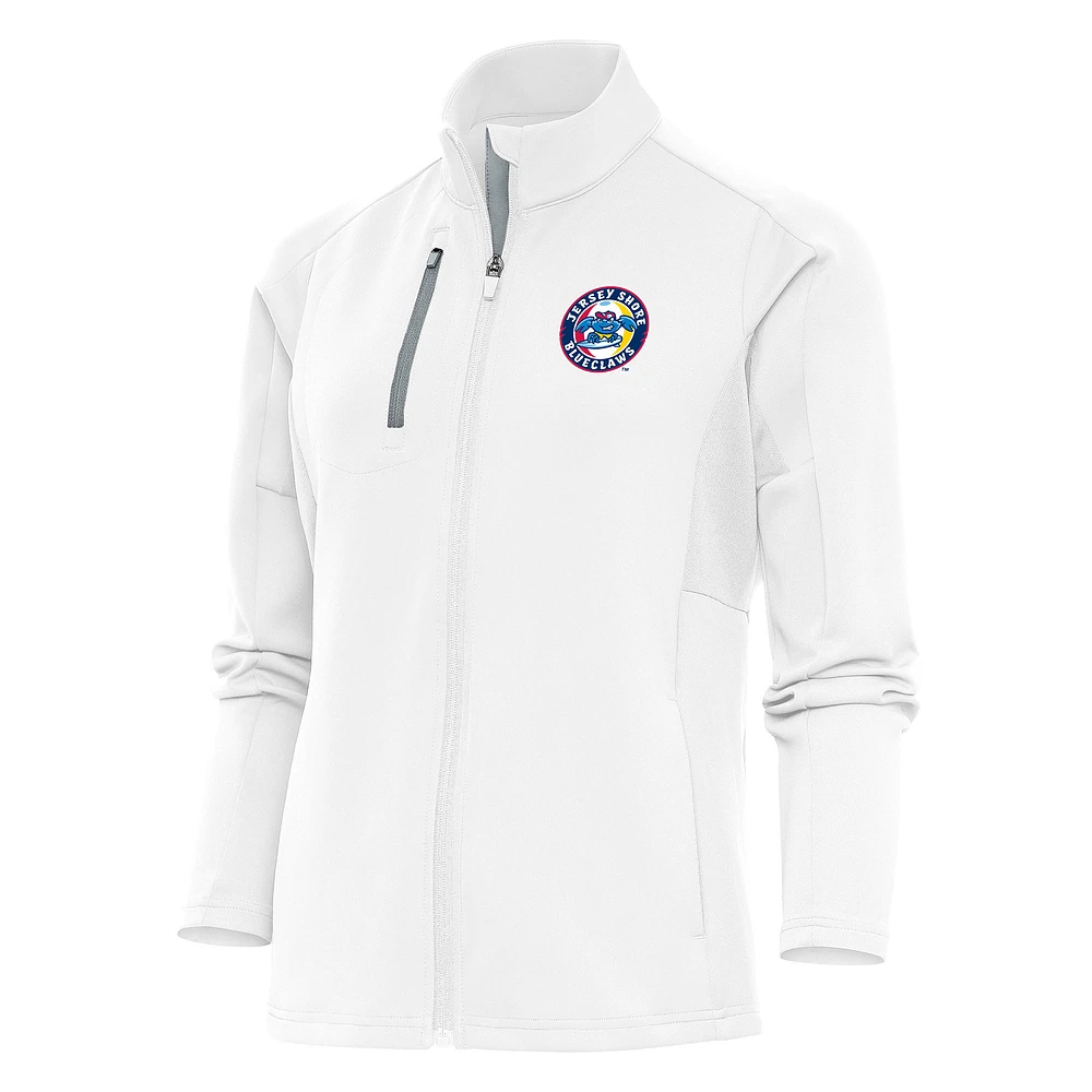 Women's Antigua  White Jersey Shore BlueClaws Generation Full-Zip Jacket
