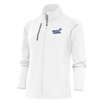 Women's Antigua  White Kannapolis Cannon Ballers Generation Full-Zip Jacket