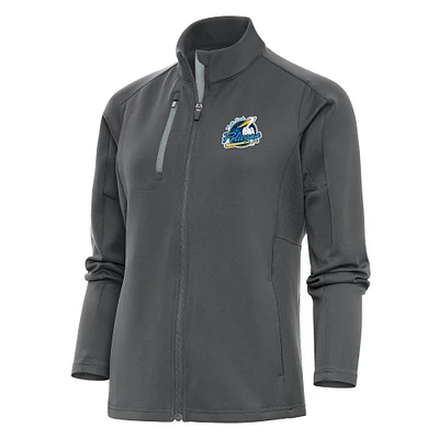 Women's Antigua  Pewter Myrtle Beach Pelicans Generation Full-Zip Jacket