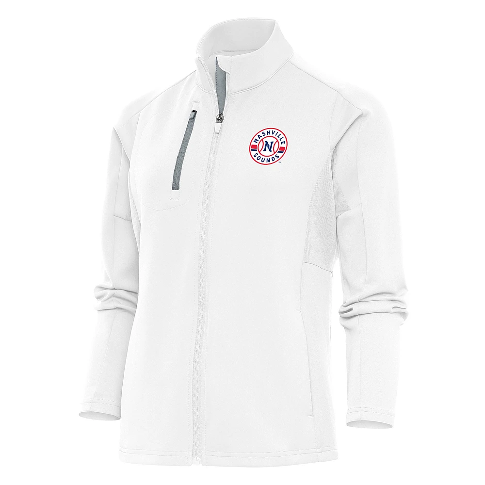 Women's Antigua White Nashville Sounds Generation Full-Zip Jacket