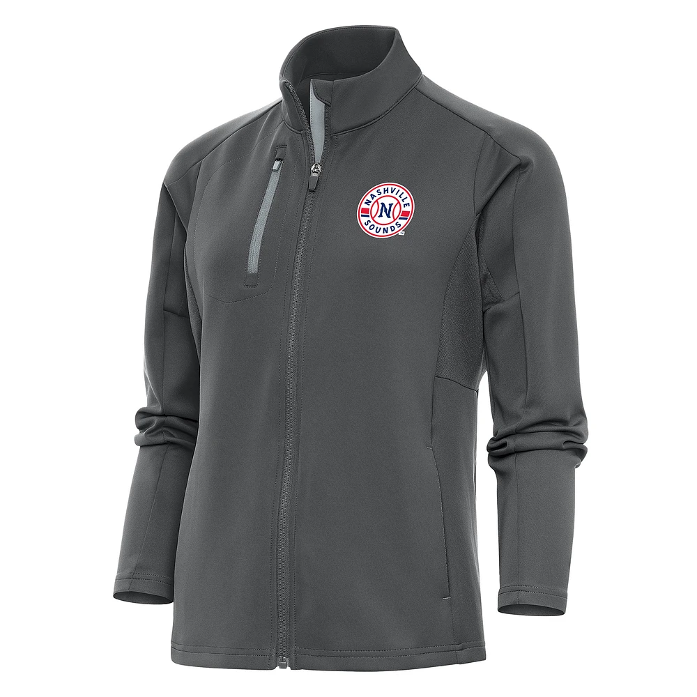 Women's Antigua Pewter Nashville Sounds Generation Full-Zip Jacket