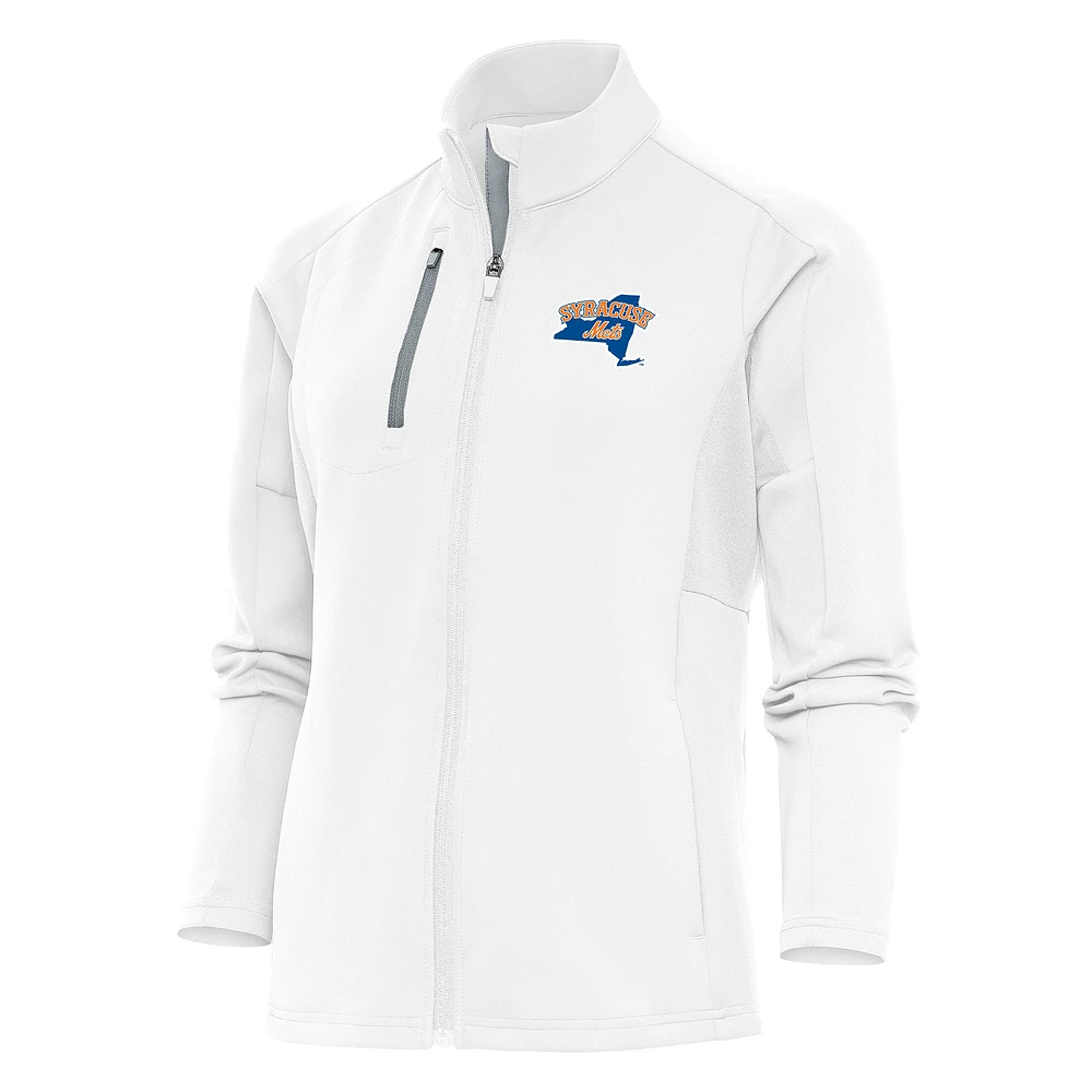 Women's Antigua White Syracuse Mets Generation Full-Zip Jacket