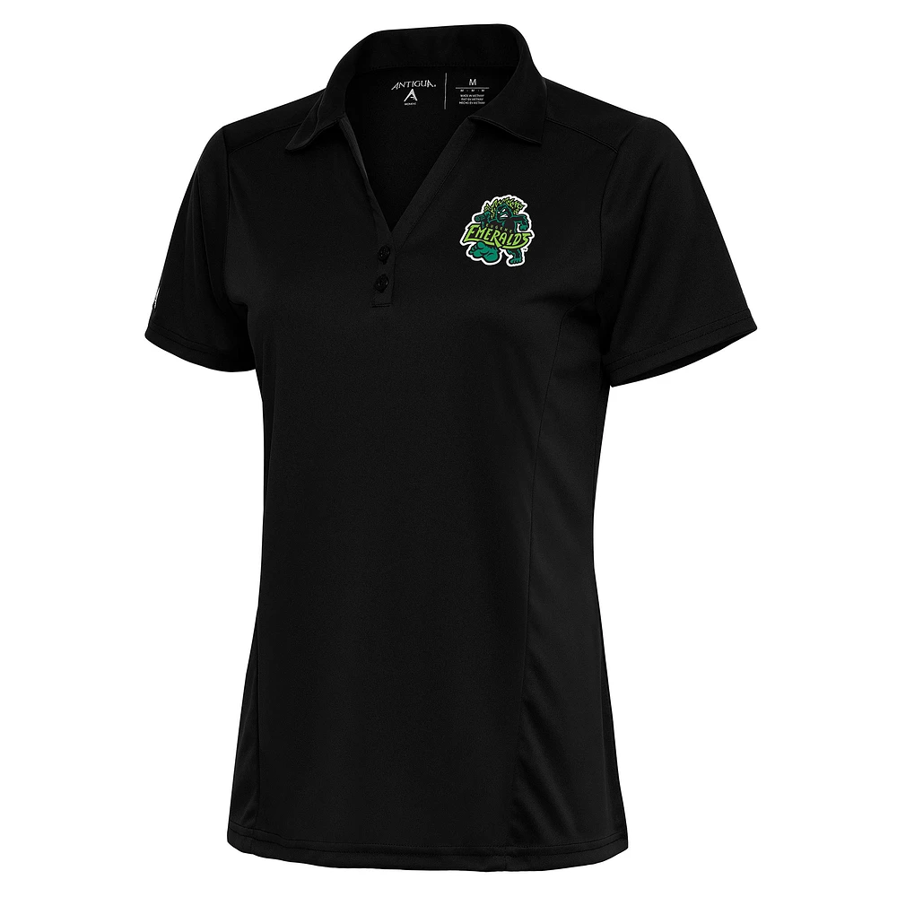 Women's Antigua Black Eugene Emeralds Tribute Polo