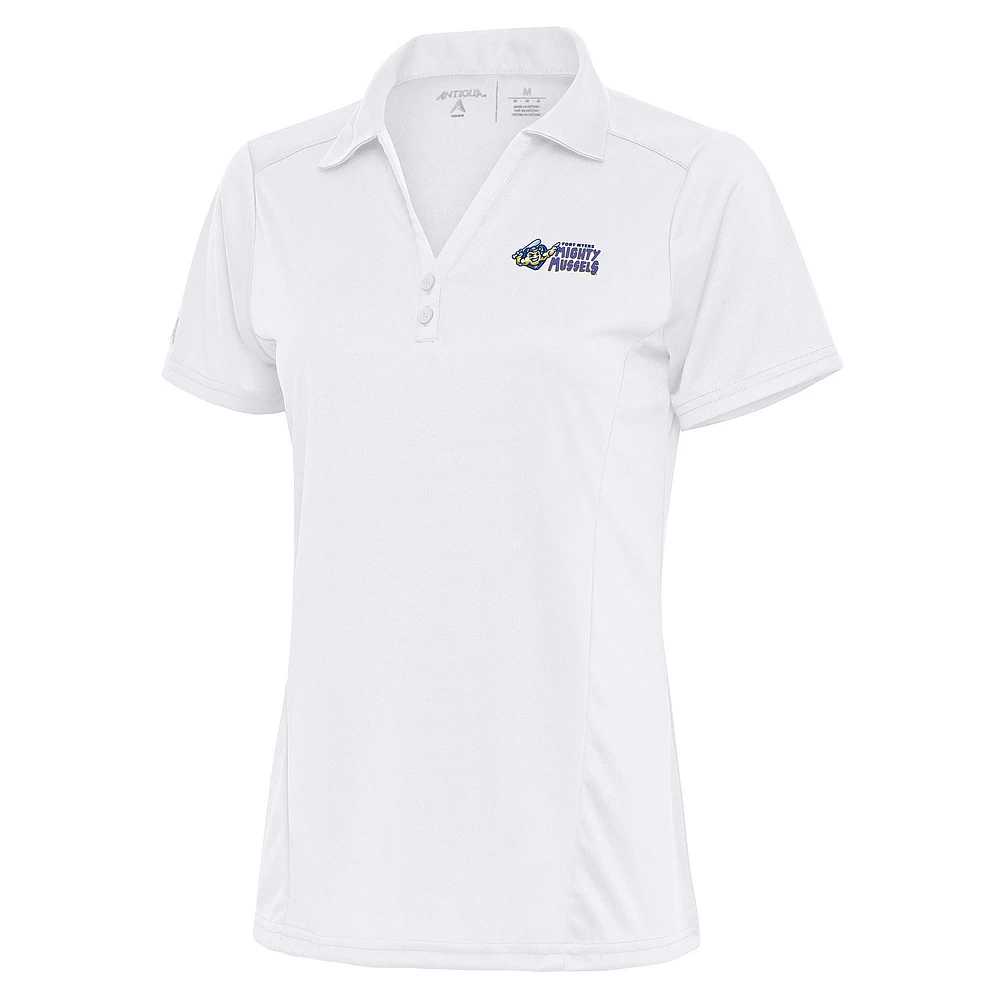 Women's Antigua White Fort Myers Mighty Mussels Tribute Polo