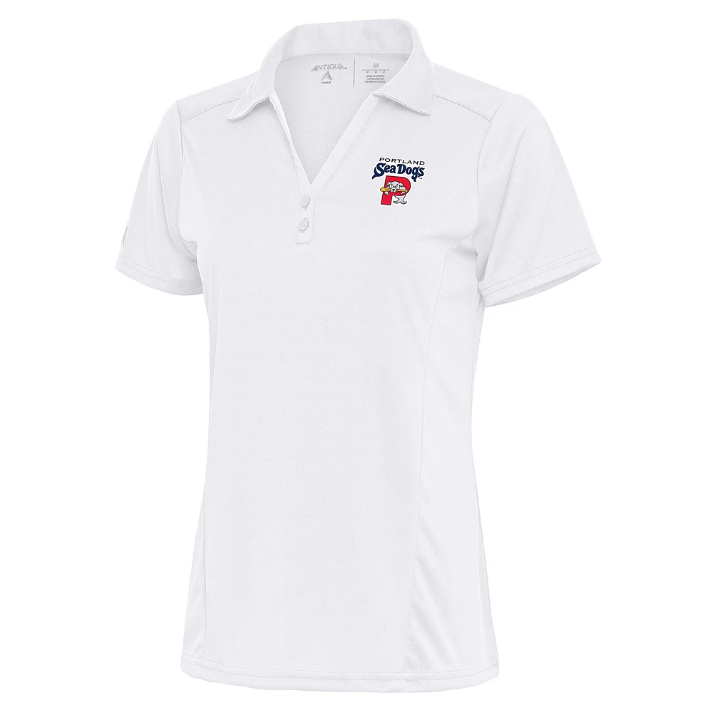 Women's Antigua White Portland Sea Dogs Tribute Polo
