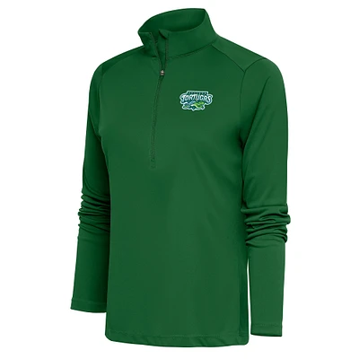 Women's Antigua  Hunter Green Daytona Tortugas Tribute Half-Zip Pullover Top