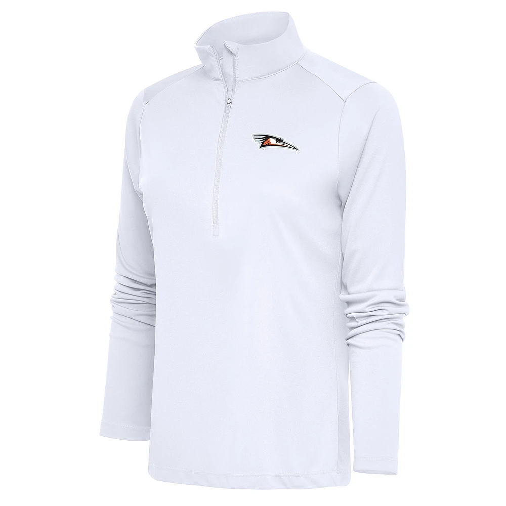 Women's Antigua White Delmarva Shorebirds Tribute Half-Zip Pullover Top