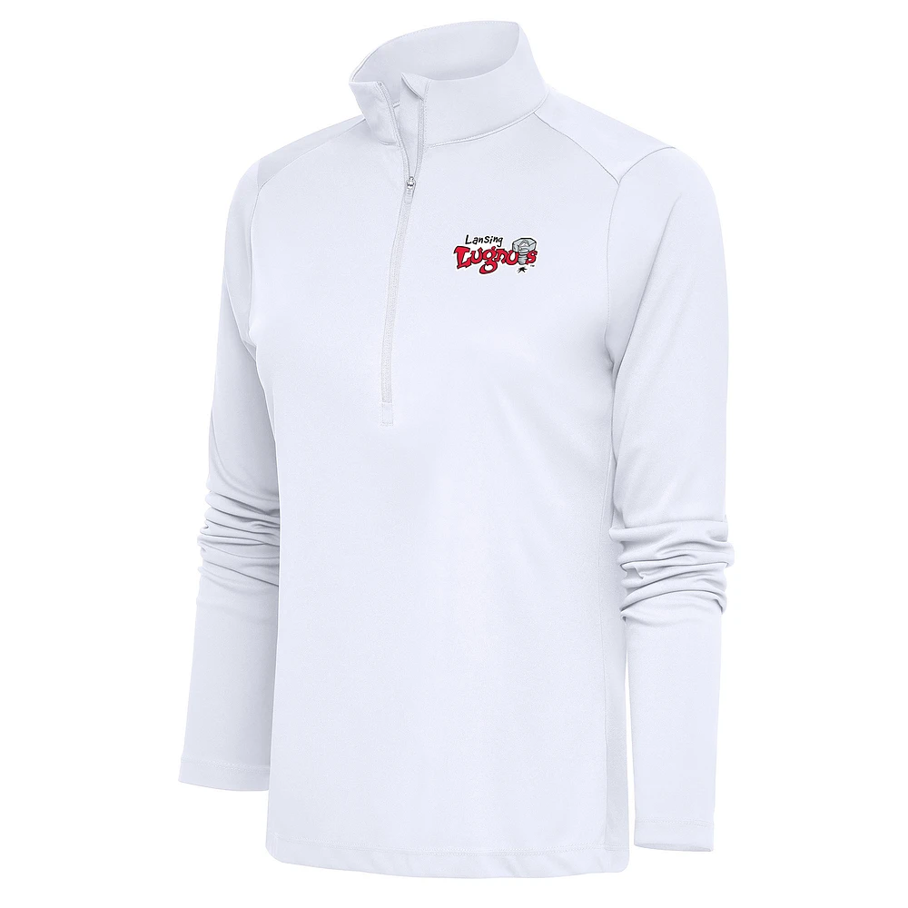 Women's Antigua Lansing Lugnuts Tribute Half-Zip Pullover Top
