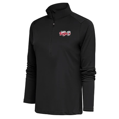 Women's Antigua  Charcoal Lansing Lugnuts Tribute Half-Zip Pullover Top