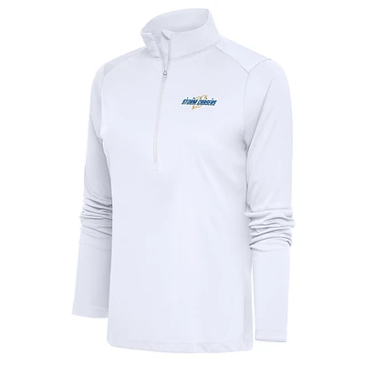 Women's Antigua  White Omaha Storm Chasers Tribute Half-Zip Pullover Top