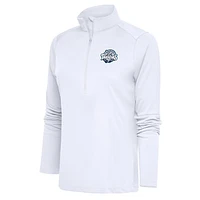 Women's Antigua  White Tampa Tarpons Tribute Half-Zip Pullover Top