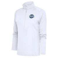Women's Antigua  White Tampa Tarpons Tribute Half-Zip Pullover Top