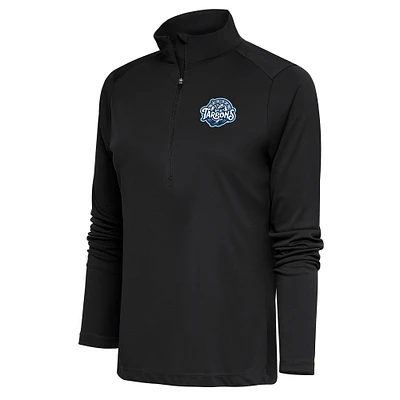 Women's Antigua  Charcoal Tampa Tarpons Tribute Half-Zip Pullover Top