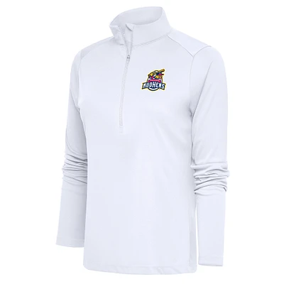 Women's Antigua  White Toledo Mud Hens Tribute Half-Zip Pullover Top