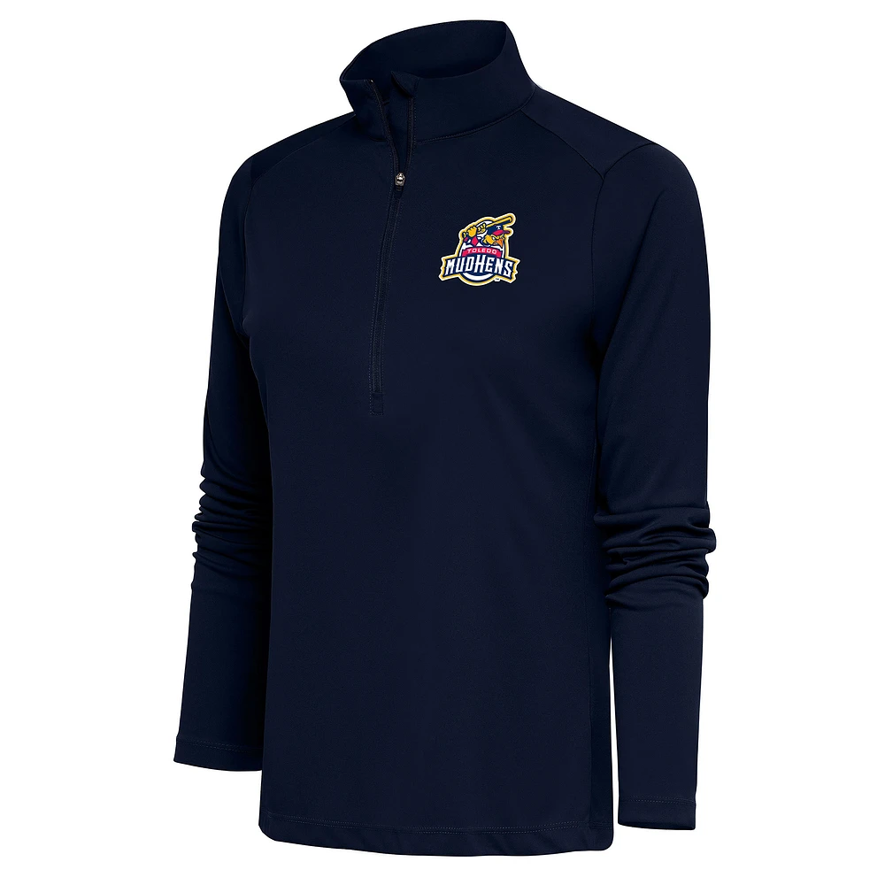Women's Antigua Navy Toledo Mud Hens Tribute Half-Zip Pullover Top