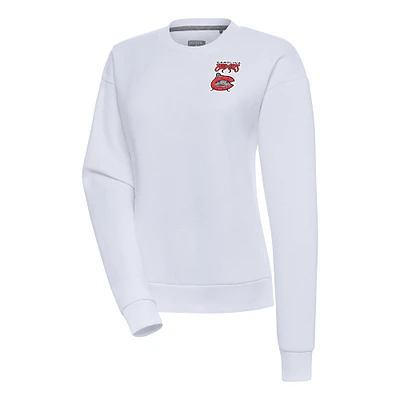 Women's Antigua  White Carolina Mudcats Victory Pullover Sweatshirt