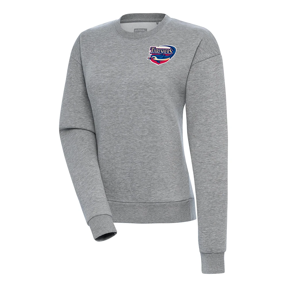 Women's Antigua  Heather Gray Clearwater Threshers Victory Pullover Sweatshirt