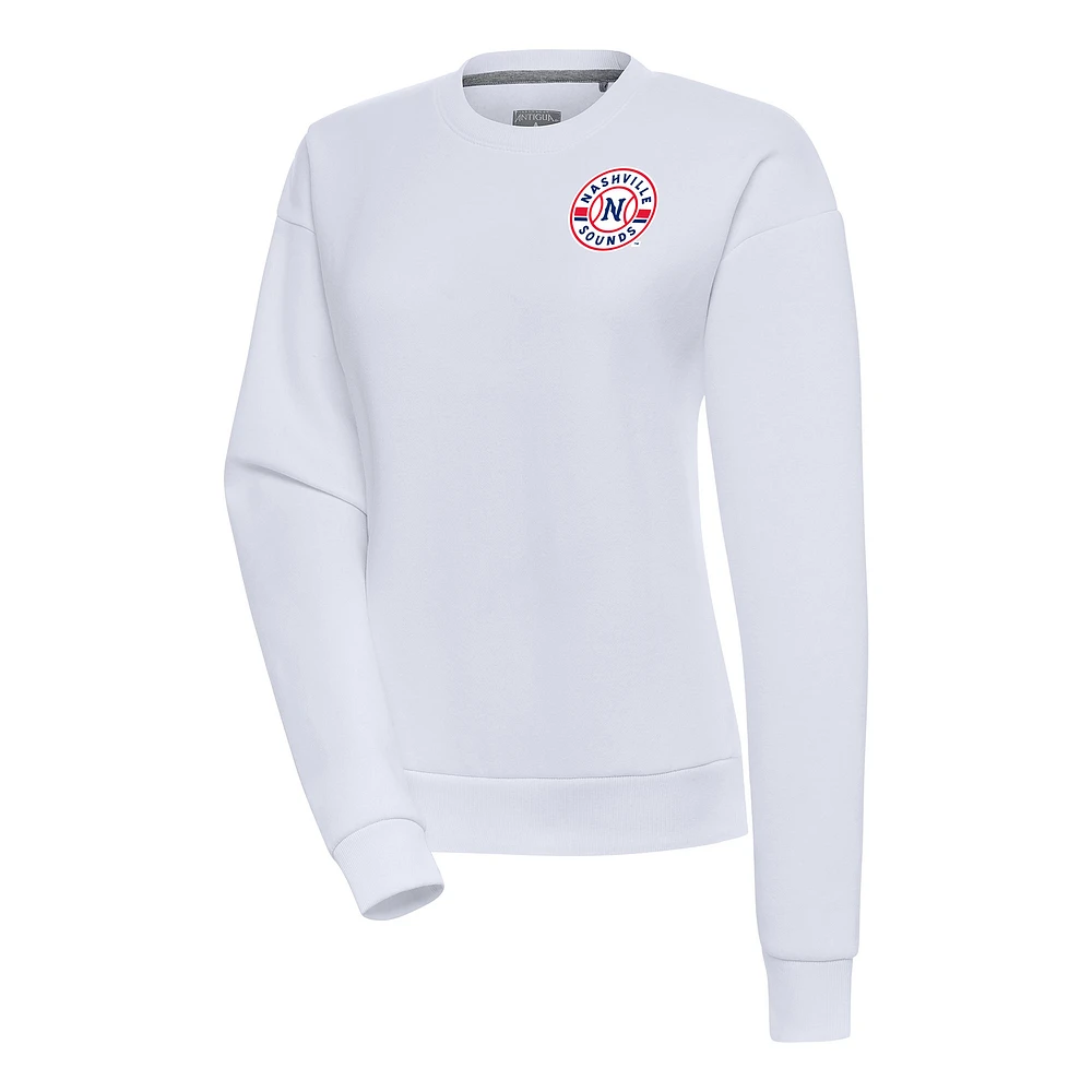 Women's Antigua White Nashville Sounds Victory Pullover Sweatshirt