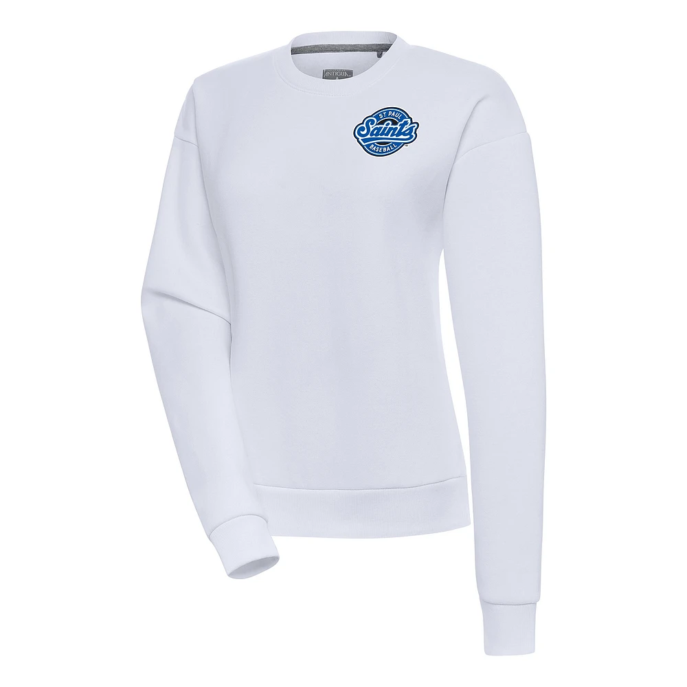Women's Antigua White St. Paul Saints Victory Pullover Sweatshirt